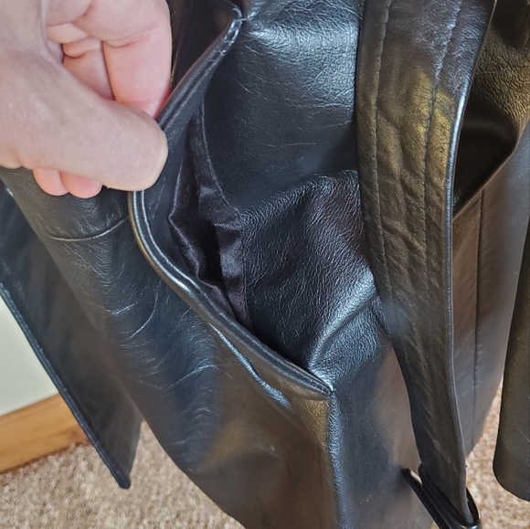 Vintage 70s Park Leather Black Leather Trench Coat - Picture 7 of 10